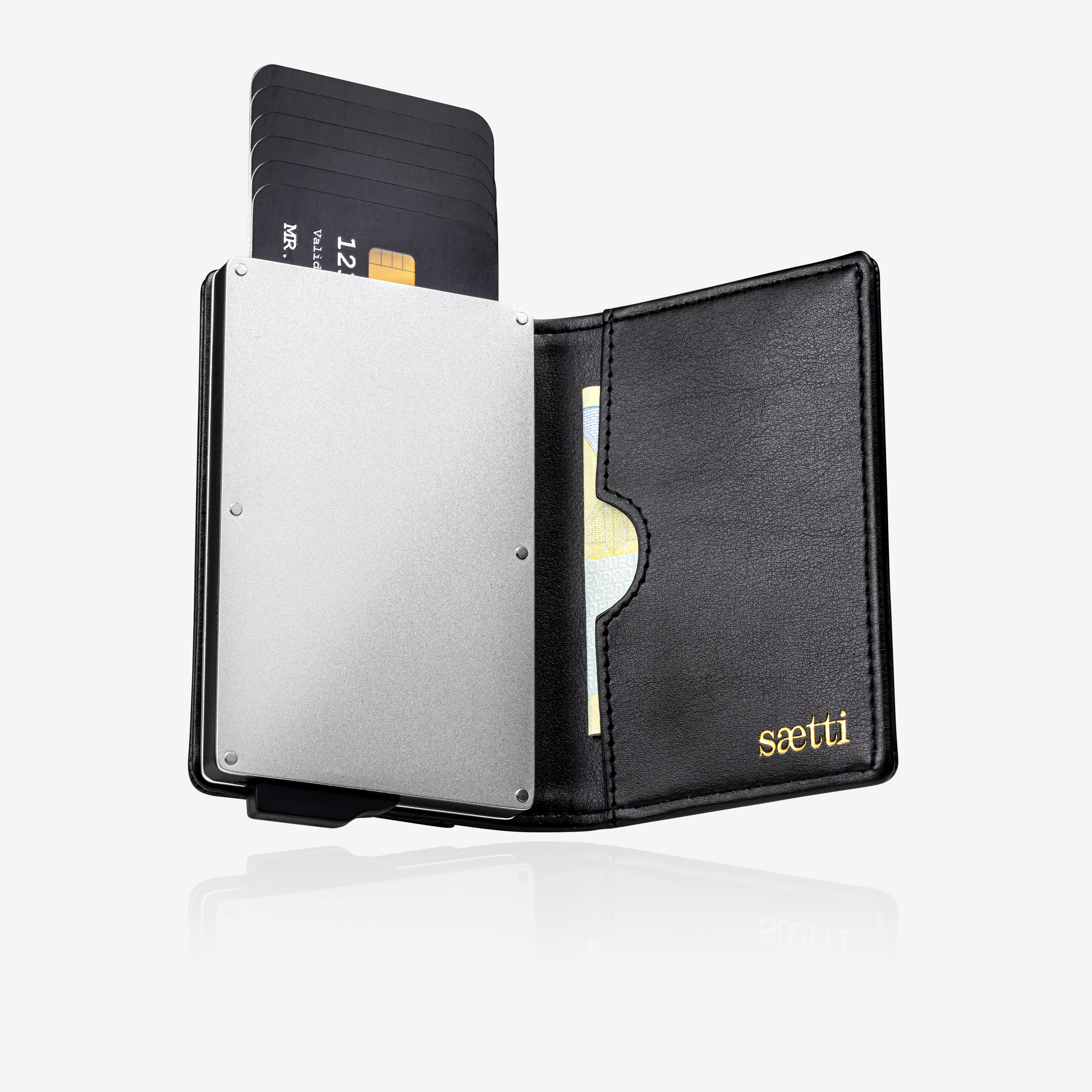 Premium Geldbörse Kartenhalter mit Reißverschluss - Schwarz