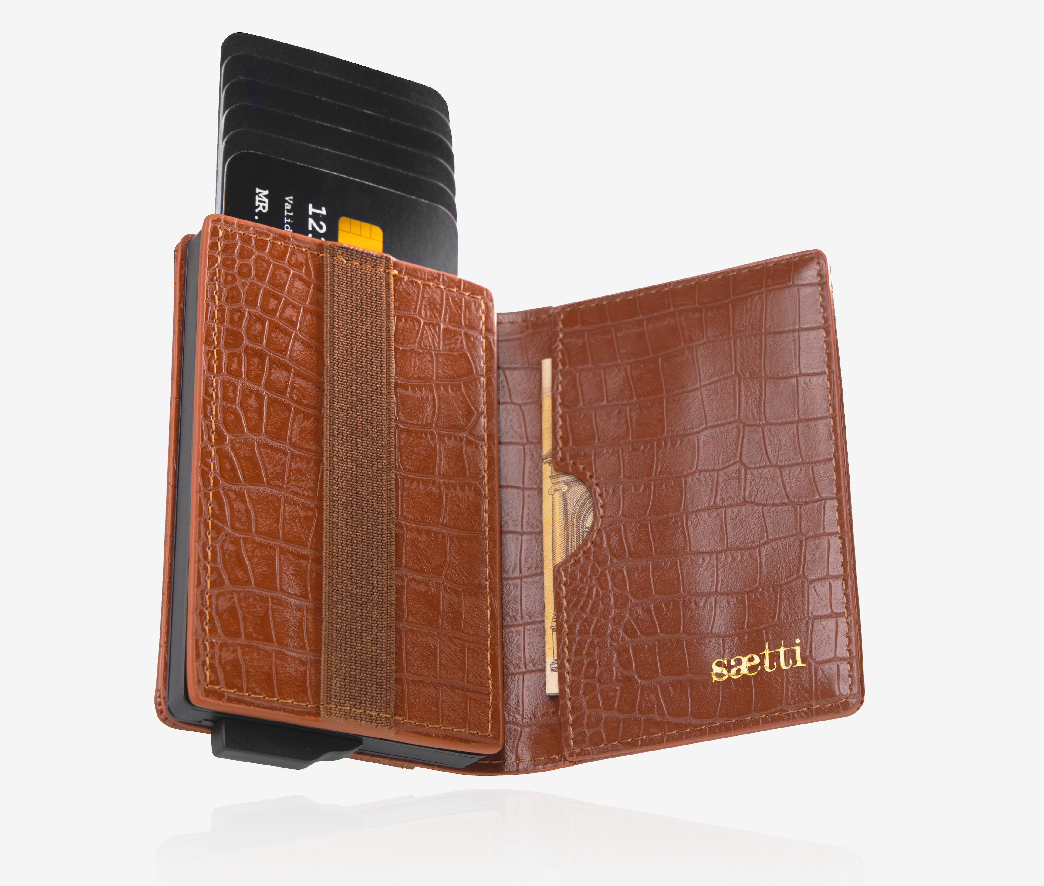 Portefeuille porte-cartes premium Luxe - Marron Noisette
